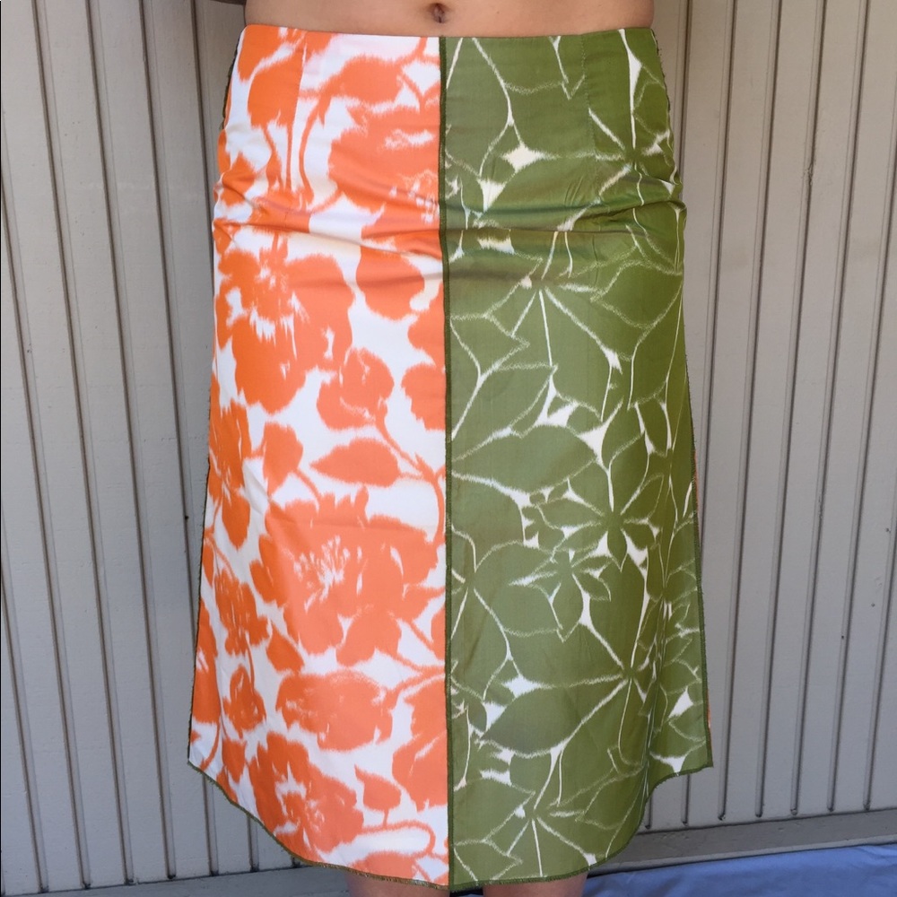 NWOT Lonnie Lane Orange & Green Lined Skirt